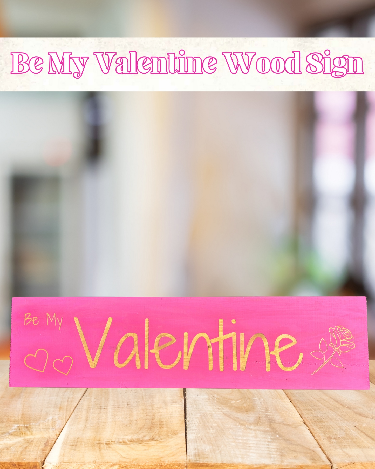 Valentine's Day Rectangle Wood Sign