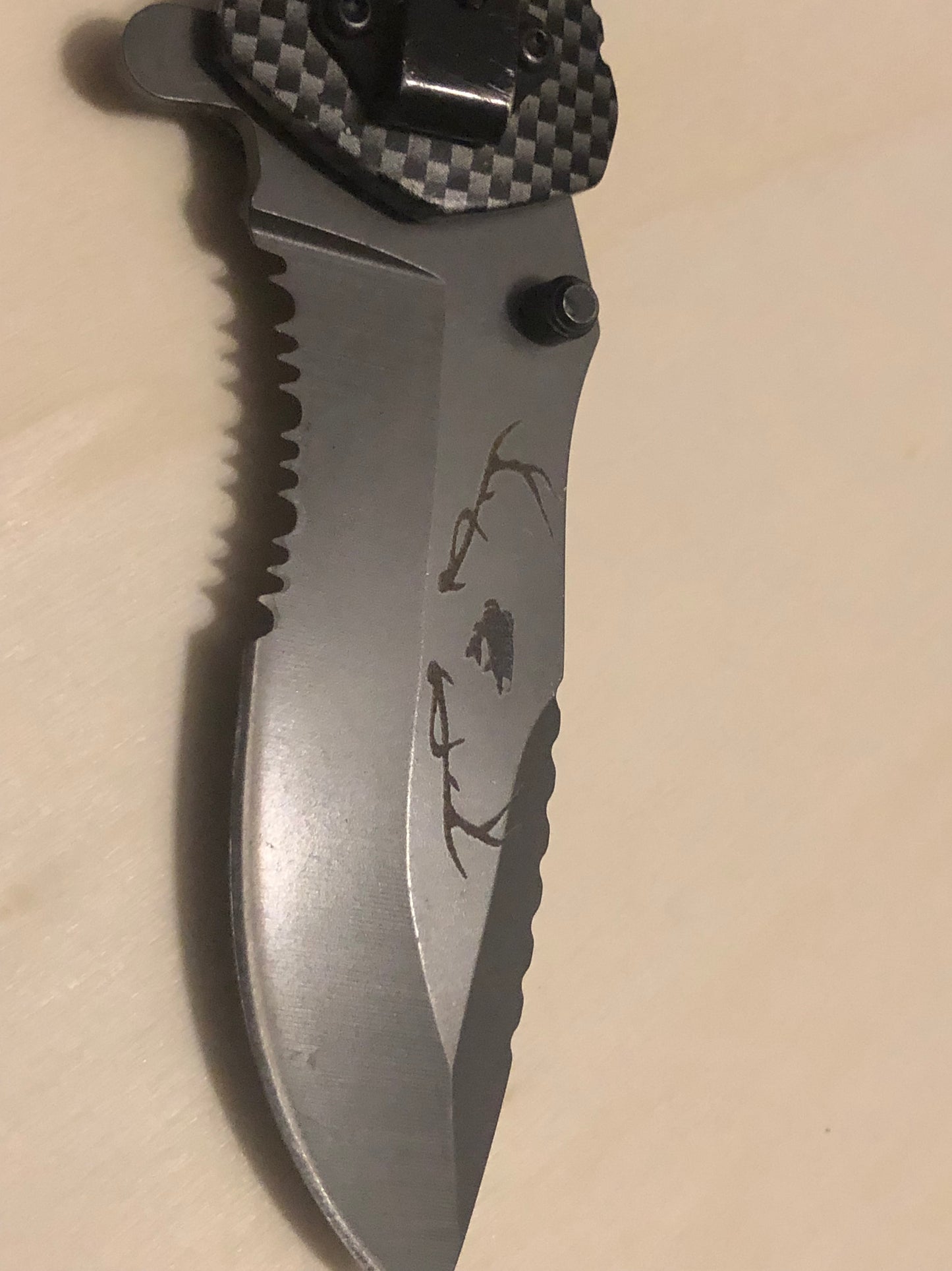 Engraved Hunting Knife