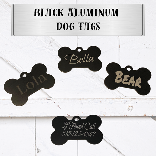 Black Aluminum Dog Tags